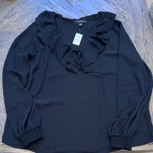 Ann Taylor Black Ruffle Blouse - Size Medium